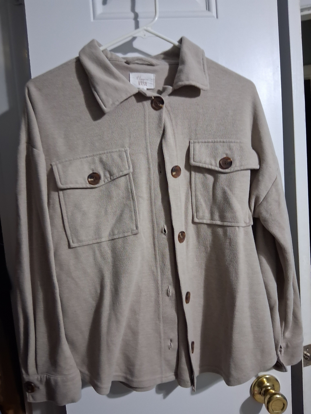Hippie Rose Beige Lightweight Shirt Jacket